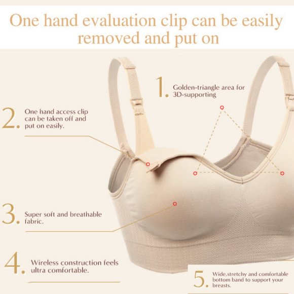 NWOT Wirefree Comfort Nursing Seamless Bra - Natural - Picture 6 of 13